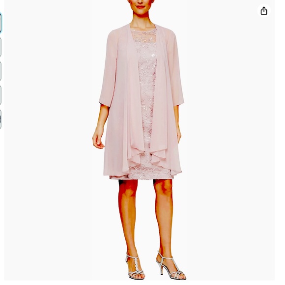 Alex Evenings Women's Short Embroidered Dress with Illusion Jacket Size 14 NWOT - Picture 3 of 15